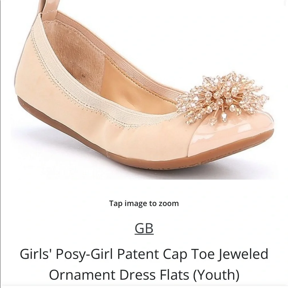 Gb Girls Gold Ornament Posy Ballet Flats 3
